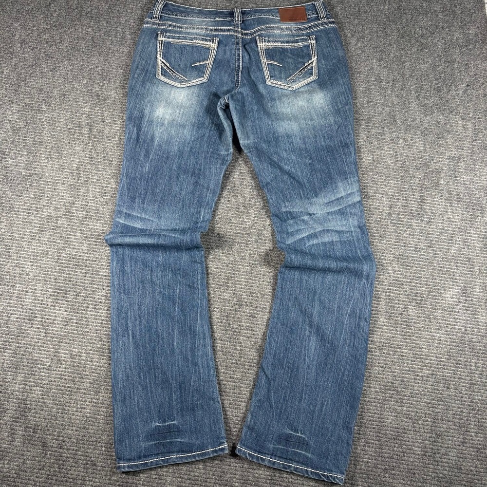 Maurices Bootcut Jeans Womens 7/8 Long Blue Excellent Thick Stitch Low Rise